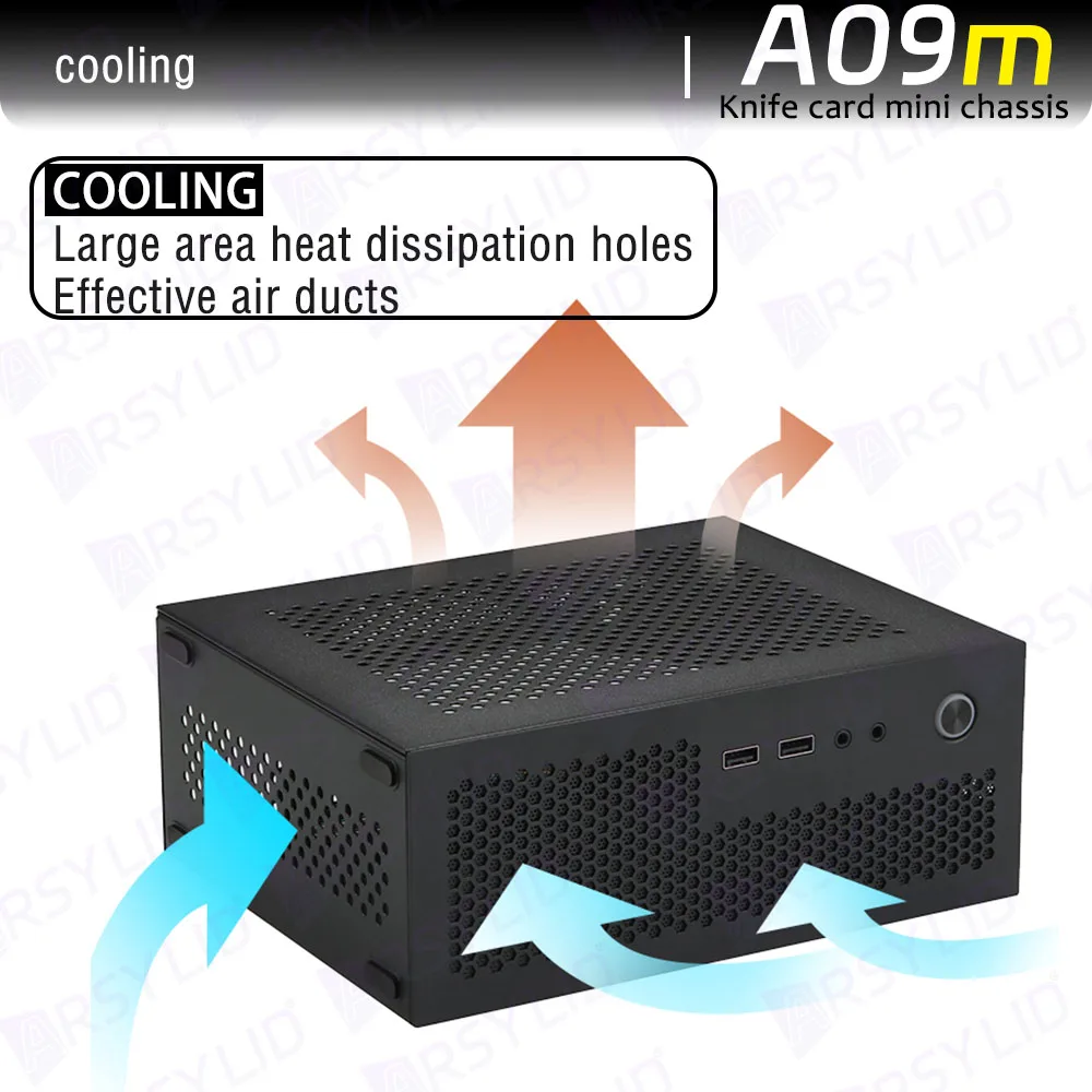 ITX Chassis, Cartão de faca, A4, Suporte