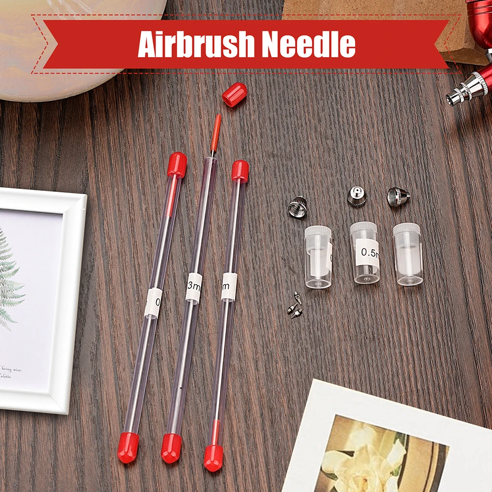 1/3pcs set 0.2/0.3/0.5mm Airbrush Nozzle Needle Airbrushes Spray Gun Spraying Paint Sprayer Replacement parts Tool Accessories — view 4