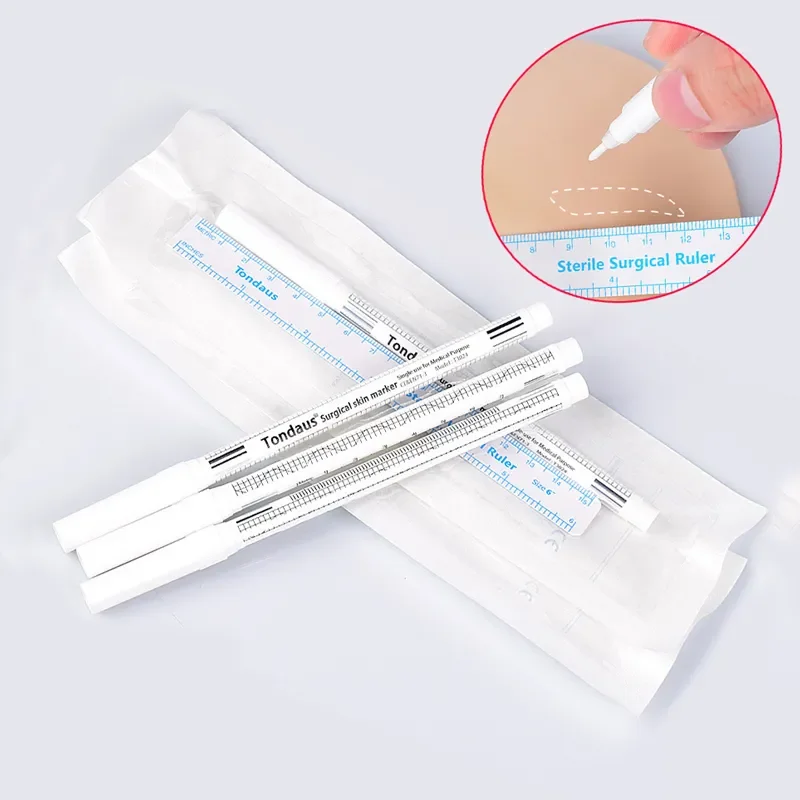 

Eyebrow Tattoo Skin Marker Pen with Ruler White Surgical Eyebrow Microblading Accessories Tattoo Marker Pen Permanent Makeup