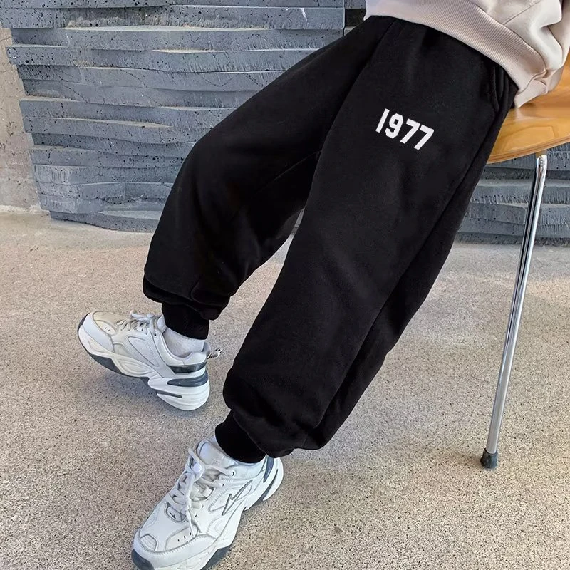 Boys' Solid Color Digital Printed Sports Pants Spring/Summer Mid size Leisure Thin Sports Guard Pants for Big Children
