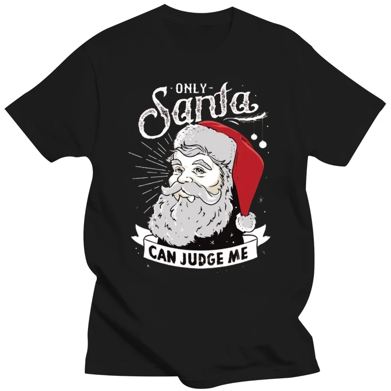 

Newest Men's Fashion Santa Can Judge Me Jingle Bells T-Shirt Top Merry Christmas Happy Holidays Funny Cotton Tee