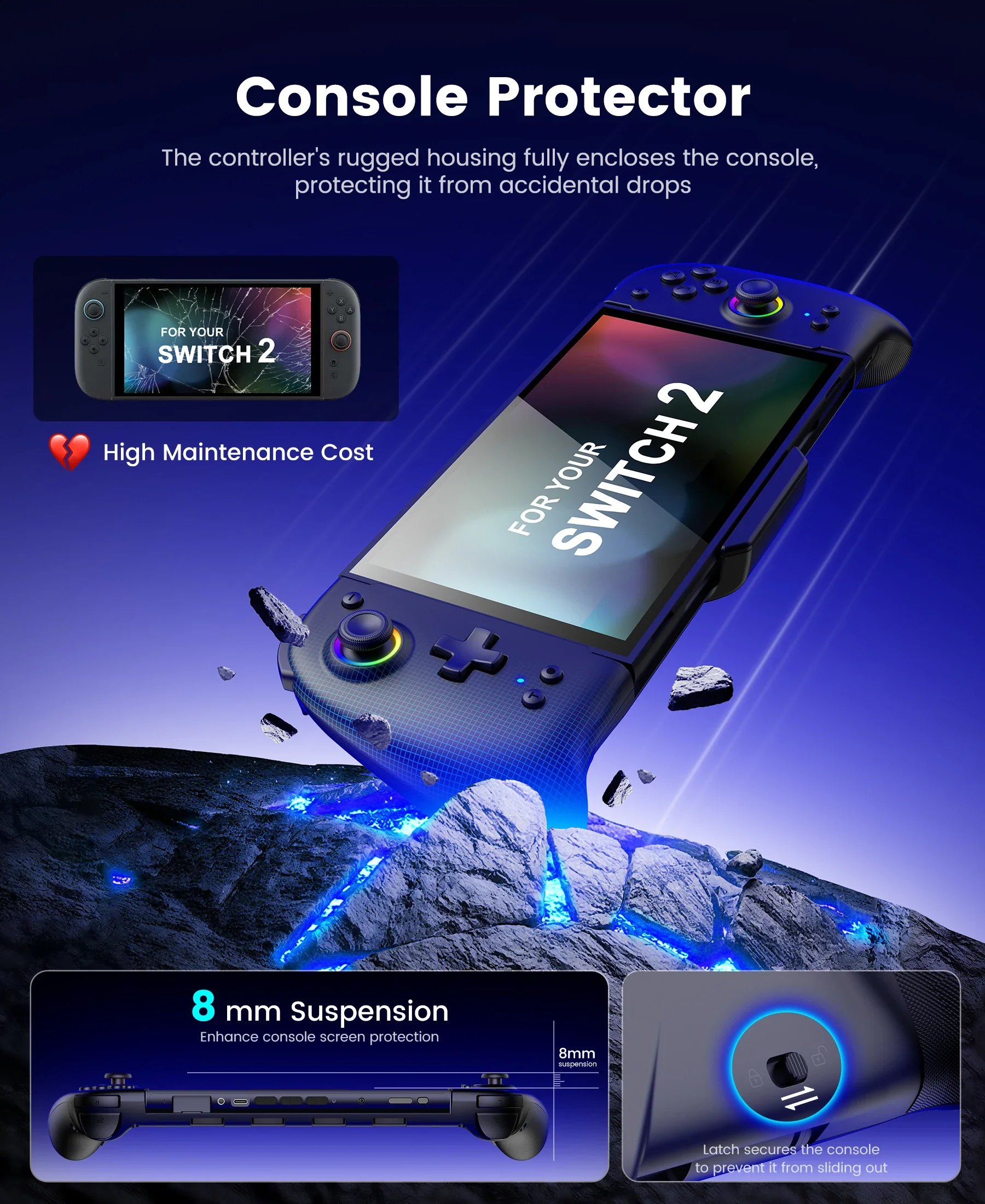 BEBONCOOL JC400 black Gamepad for Switch2 with Turbo Dual Back Keys 1000mAh Battery type-c for switch2 accessories 2