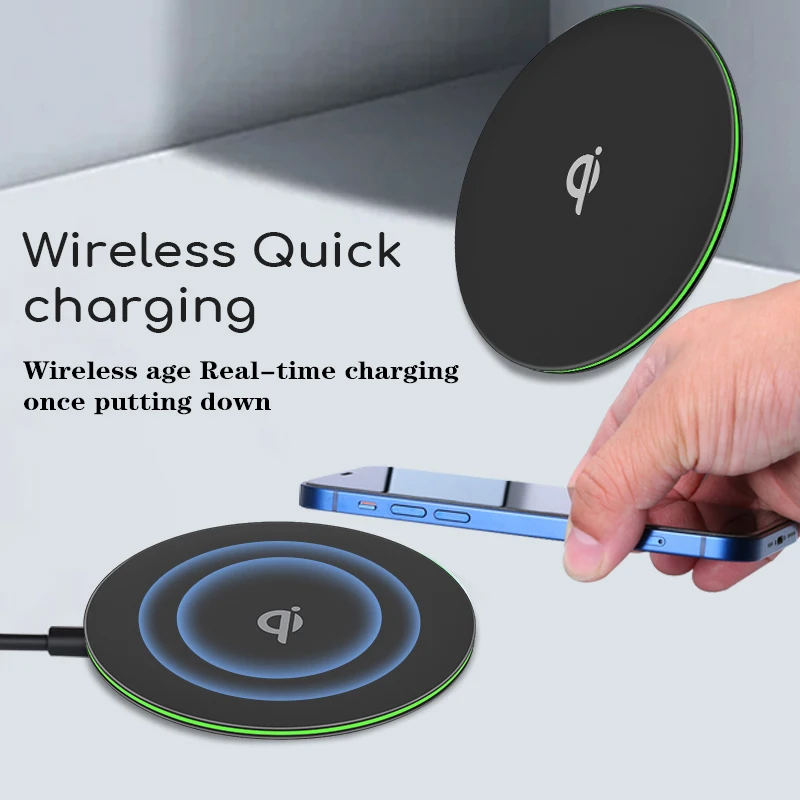 Ultrathin Desktop Qi Wireless Charger Station Stand For iPhone 16 15 14 13 12 Pro Max Samsung Xiaomi AirPods Pro Quick Charging