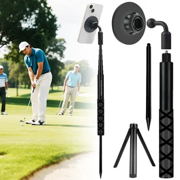Supporto Magnetico in Metallo per Golf, Treppiede Telescopico, Bastone Selfie Magnetico, Monopiede per Allenamento Golf, Registrazione Swing per iPhone Magsafe