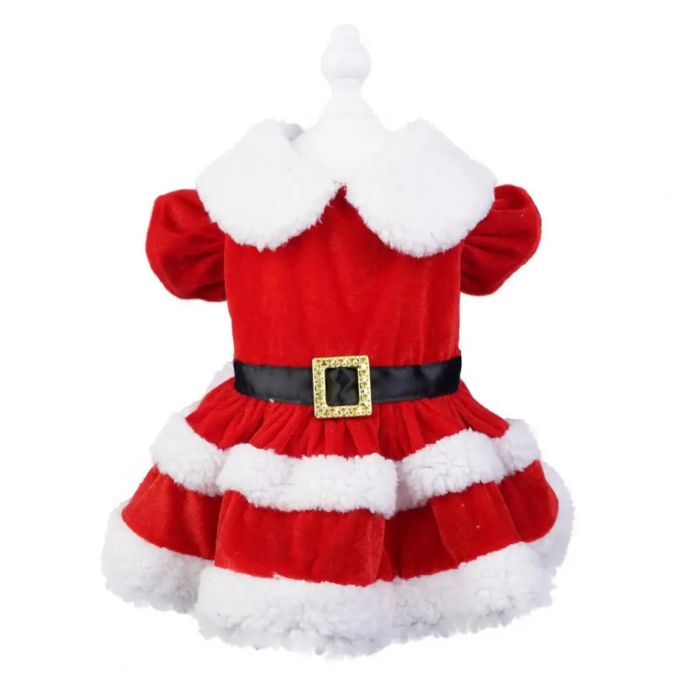 

Button Decoration Pet Dress Easy to Take Off Pet Dress Adorable Pet Santa Claus Costume Easy-to-wear Machine for Christmas