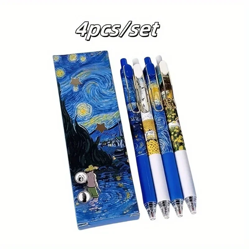 Set of 4 Retractable Gel Pens, Smooth 0.5mm Tips, Lightweight Blue Design—Perfect for School, Office, and Gifting
