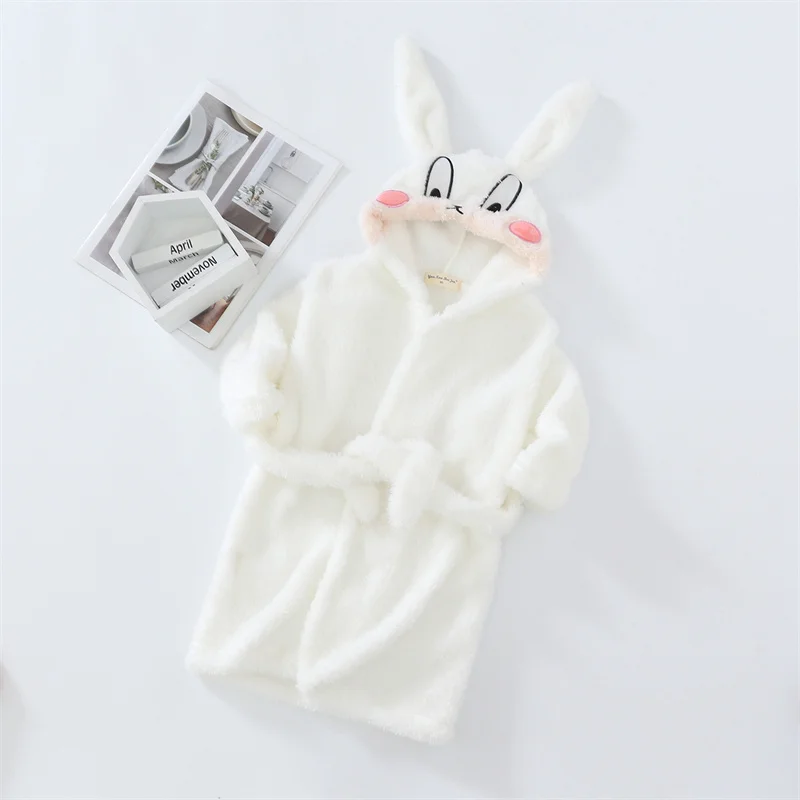 Animal Cartoon Sleepwear Kids Flannel Robes Girls Boys Bathrobe Autumn Winter Pajamas Soft Comfortable Homewear Clothing