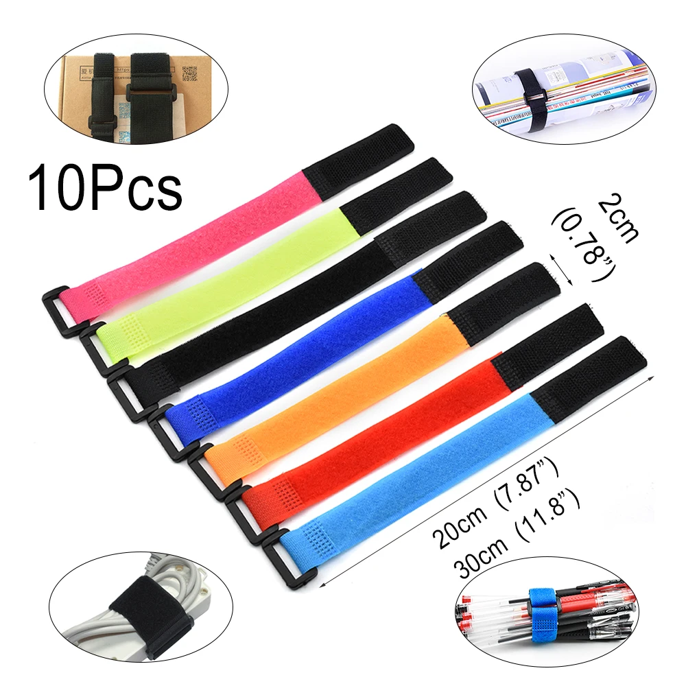 Sangles Néoprène Pour Cannes à Pêche - Lot De 8, 25 Cm, 4 Couleurs, Scratch Réglable, Réutilisables - 12