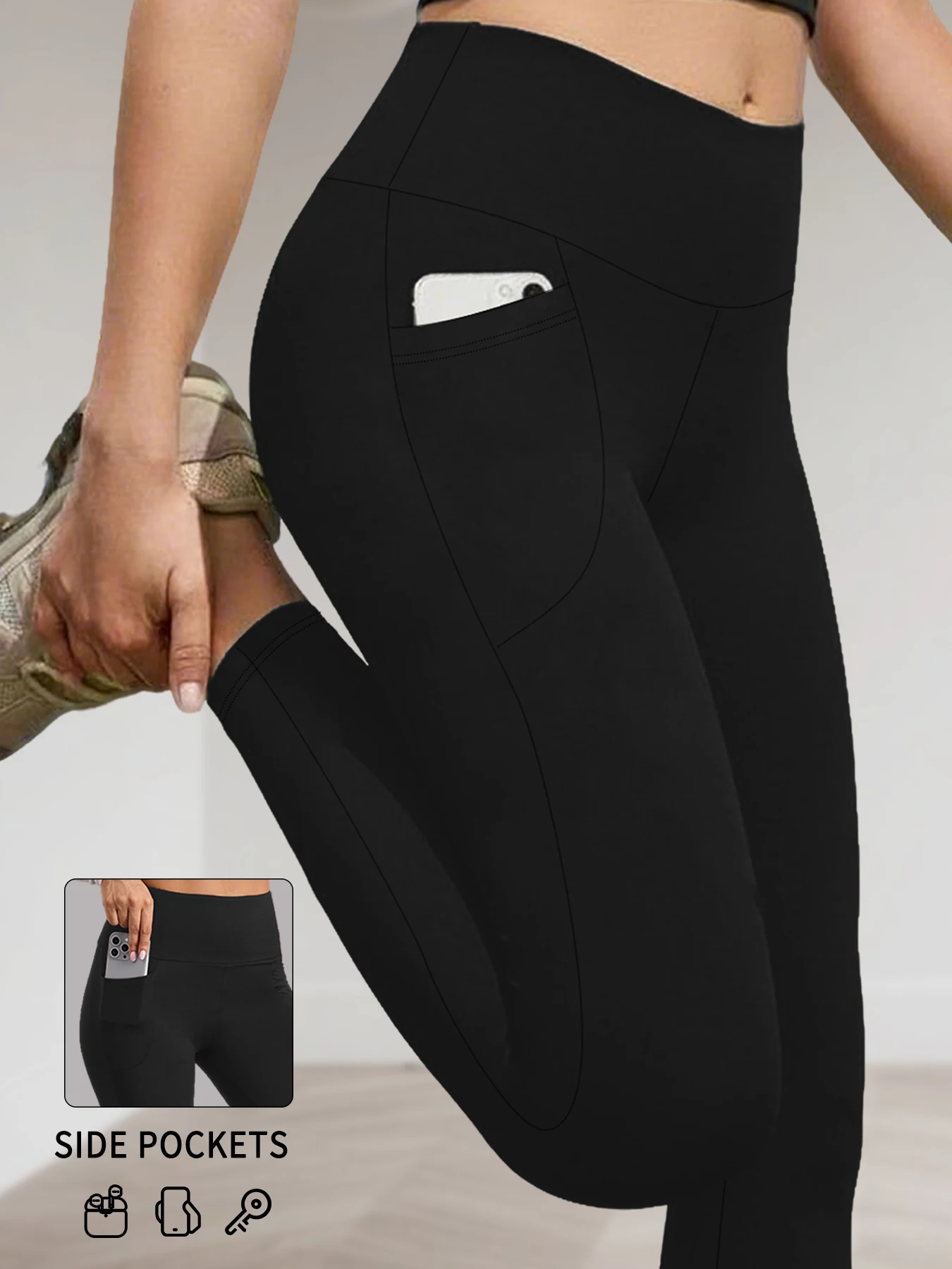 Cepli, Yüksek Belli, Göbek Kontrolü Sağlayan, Yoga Egzersizi ve Günlük Rahat Giyim Konforu İçin Kadın Süper Yumuşak Taytları