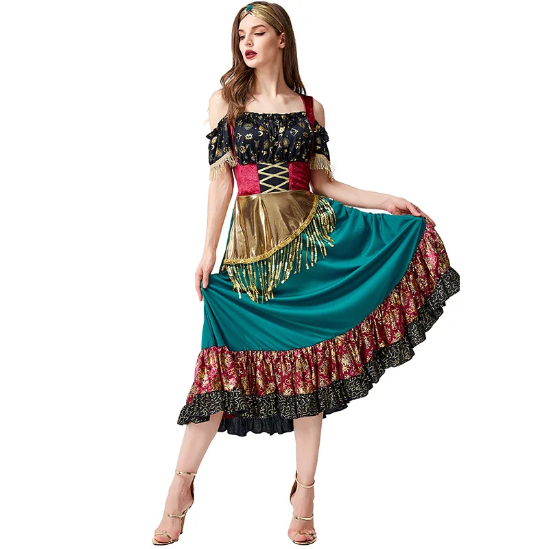 

Halloween Gypsy Girl Cosplay Costume Women Starlight Gypsy Dance Party Dancing Dress Flamenco Costume Cosplay Fancy Dress