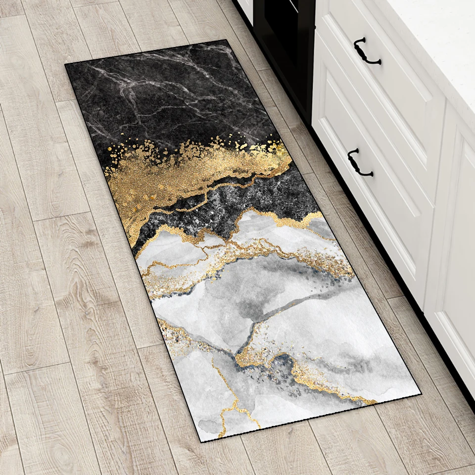 LuxuryMarbleCarpetforKitchenFloorNordicAbstractBlackGoldArea