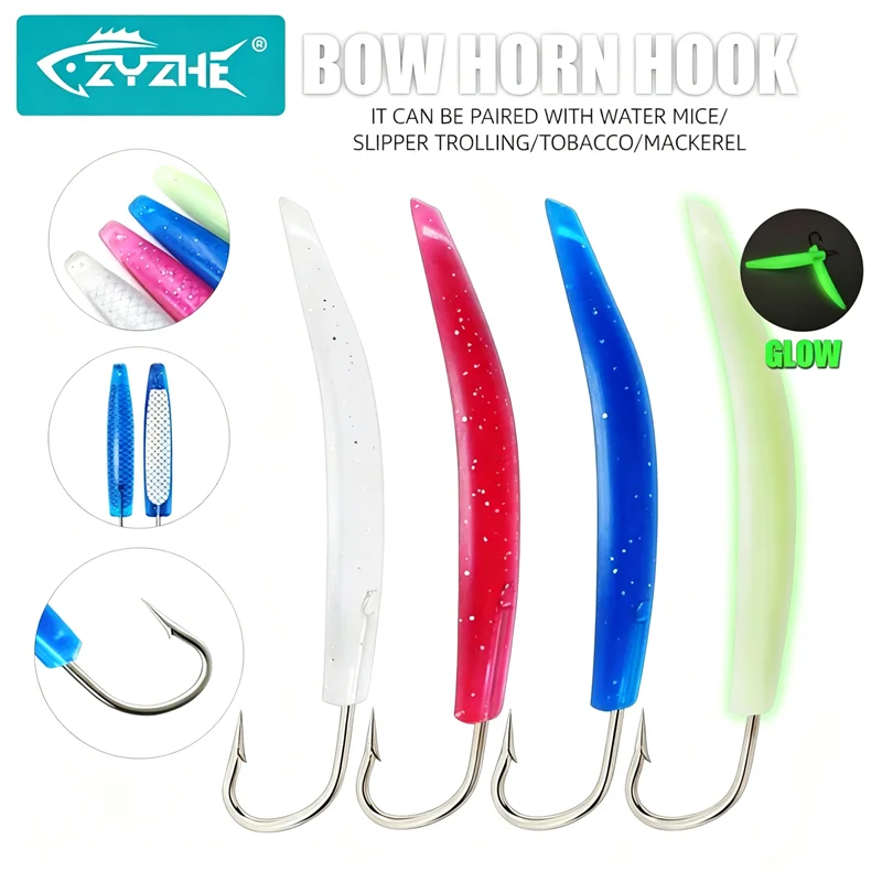 ZYZHE Surf-Trolling-Köder 2 Stück/Set 8/9/10CM Schleppköder Leuchtende Jigs Angelhaken Passend zu Oberflächenködern Meeresangelzubehör