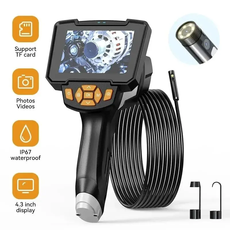 Industrial Endoscope 8MM 4.3inch 1080P Single Dual Lens Car Inspection Borescope IP68 Waterproof Sewer Camera With 6LEDs inspection camera mini endoscope camera