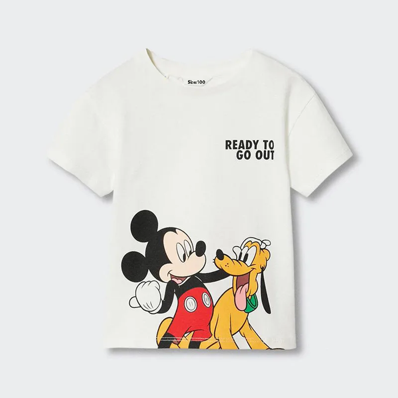 The Little Mermaid Princess Print Tshirt for Girls Summer Kids Boy Cotton Mickey Mouse Tee Minnie Printed Short Sleeve Tops 4