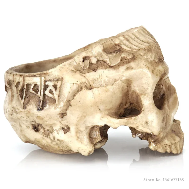 Halloween Micro Landscape Flower Pot Large Caliber Imitation Stone Resin Process House Home Garden Flowerpot Creative House, 1Pc