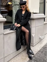 Elegant Women's Woolen Coat Black Single-Button Stand Collar Slim Lady Long Coats 2025 Autumn Winter Chic Female Streetwear New 3