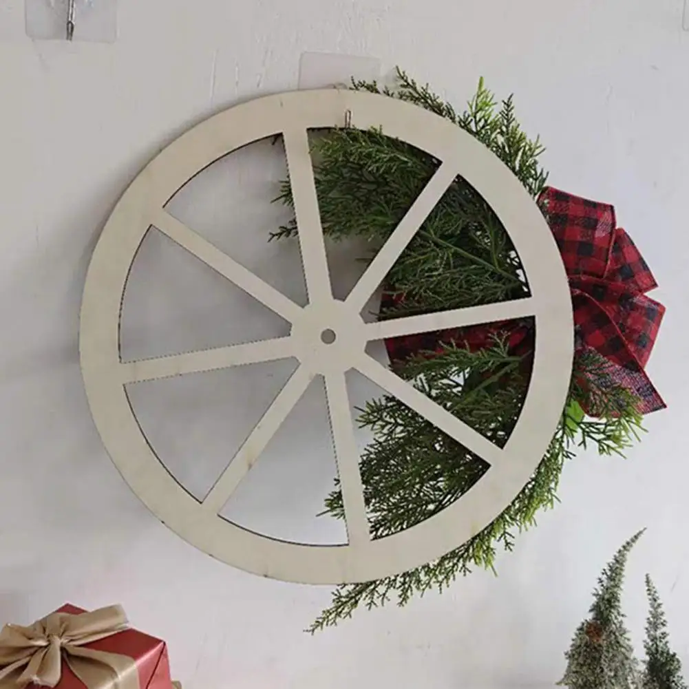 

Christmas Window Wreath Festive Christmas Wheel Wreath Plaid Bowknot Spoon Pine Cone Decor Indoor/outdoor Window Front Door Wall