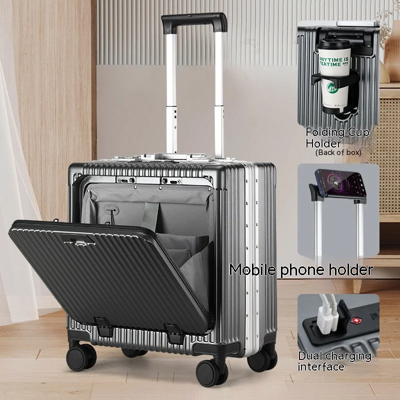 2023NewDesignMultifunctionalFrontOpenLuggageLightweightHard