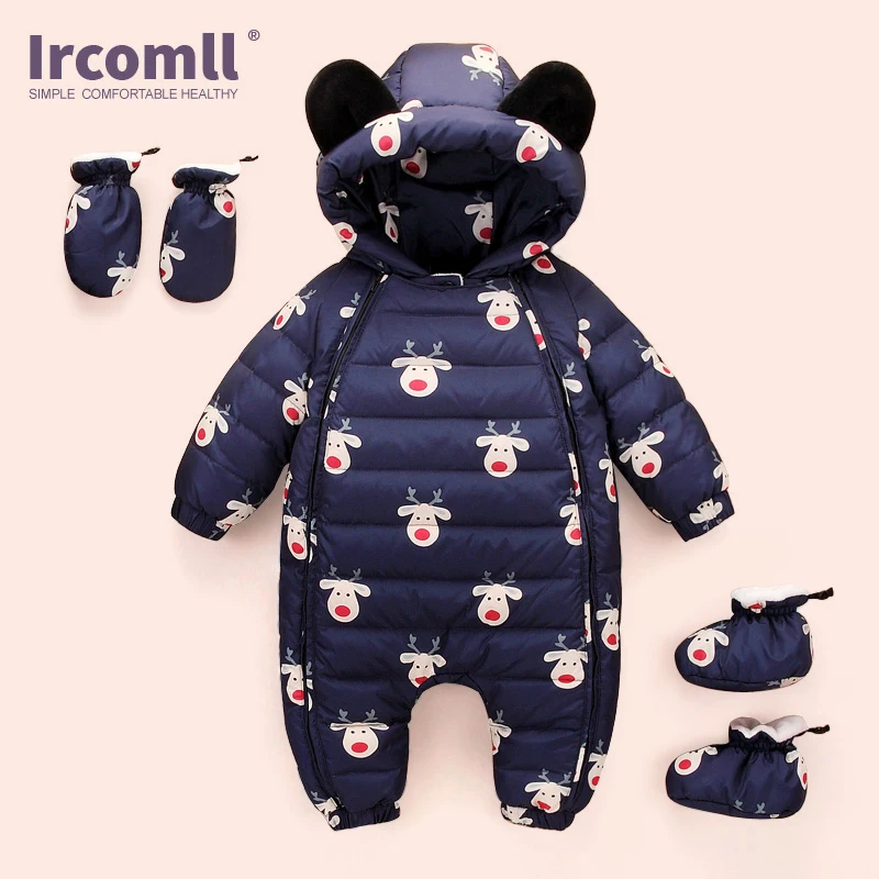 new-year-baby-romper-duck-down-newborn-clothing-bear-hooded-boys-girls-overalls-winter-wear-infant-one-pieces-clothes