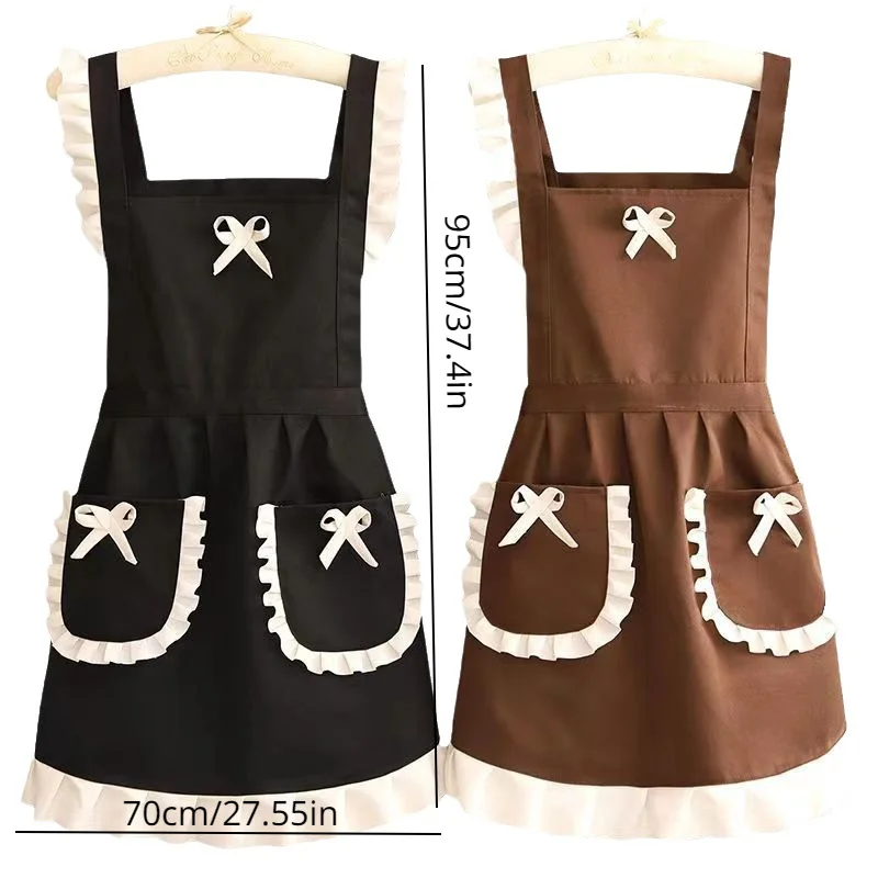 Household Kitchen Apron, Princess Style Apron with Belt and Lace Decoration, Kitchen Dining Room Work Clothes, Gardening Apron