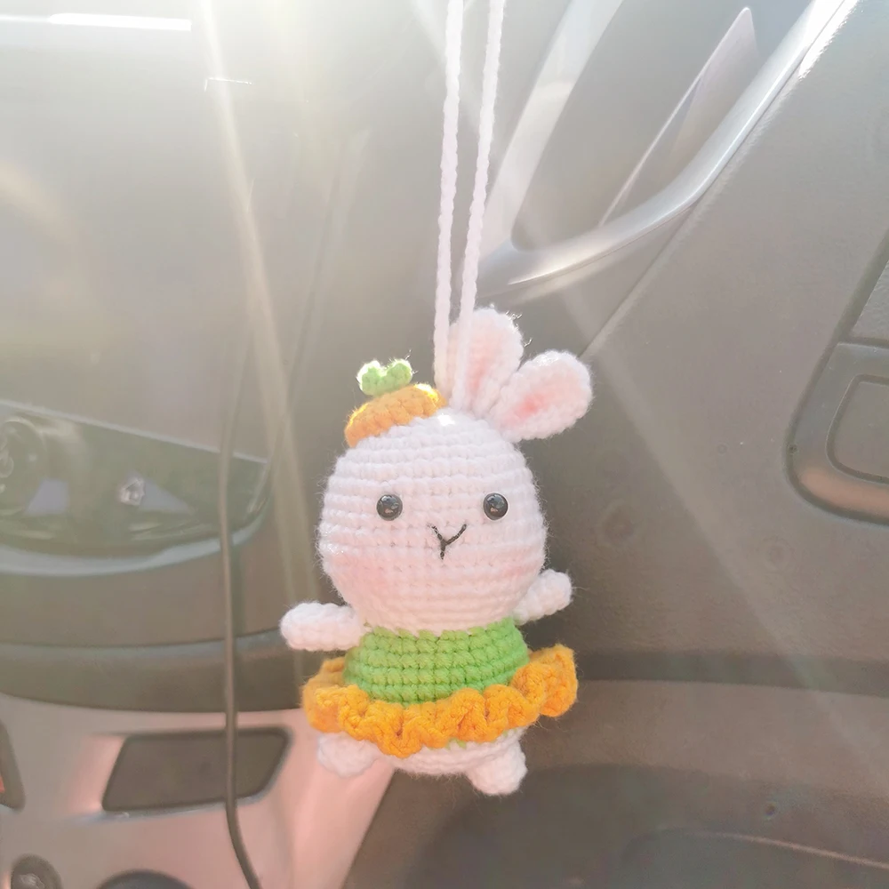 Car Mirror Hanging Accessories Crochet Rabbit Car Rear Mirror Accessory,  Kawaii Car Decor Interior Decoration Gadgets Gift - AliExpress