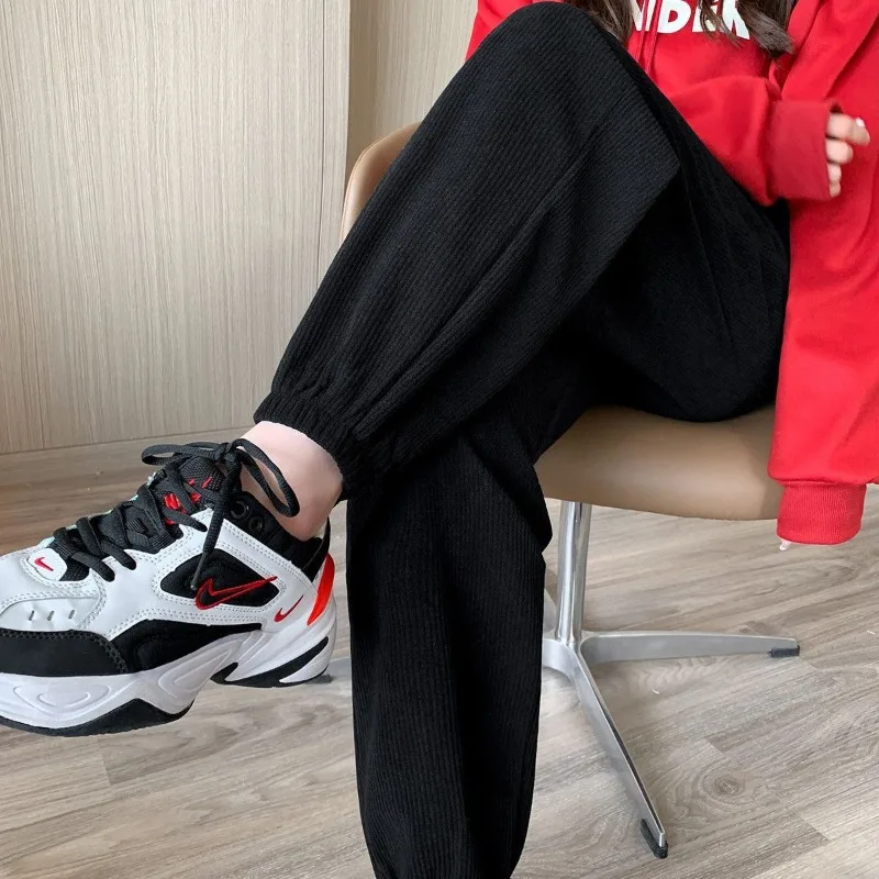 Women's Autumn Winter New Fashion Elegant High Waist Solid Color Korean Version Foreign Style Leisure Commuter Versatile  Pants