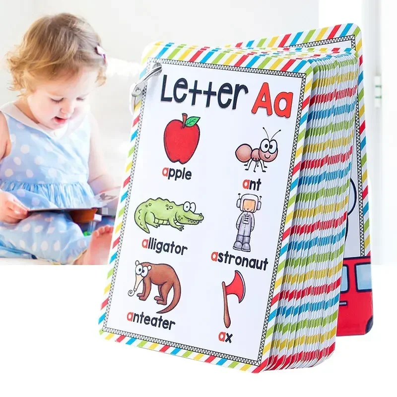 Children's 26 Letters ABC Alphabet Phonics Flashcards Pocket Word Cards for Kids Baby Early Childhood English Learning Toys 3