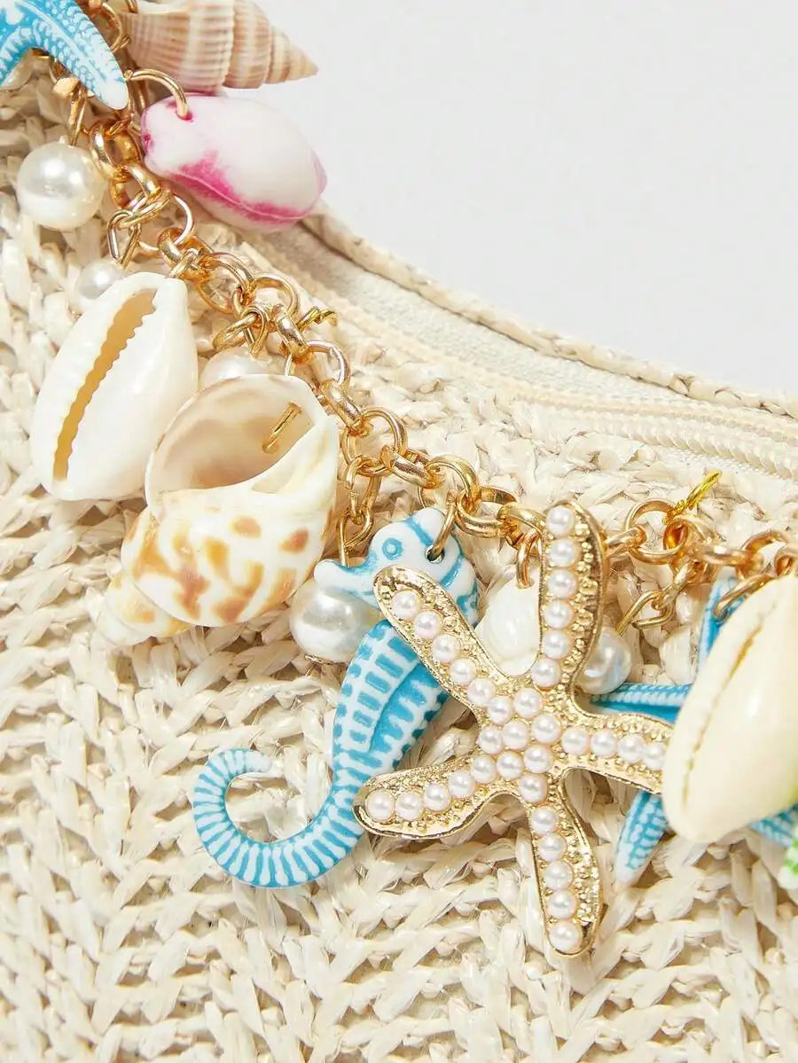 🏖️ Starfish × Straw – Boho Woven Beach Tote Bag, Lightweight Shoulder Handbag, Random Surprise Decoration (Every Bag Tells a Story) 💫 3