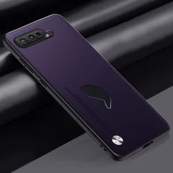 Luxury Silicone Full Protection Phone Case with PU Leather Design for ROG Phone 5S (PURPLE)