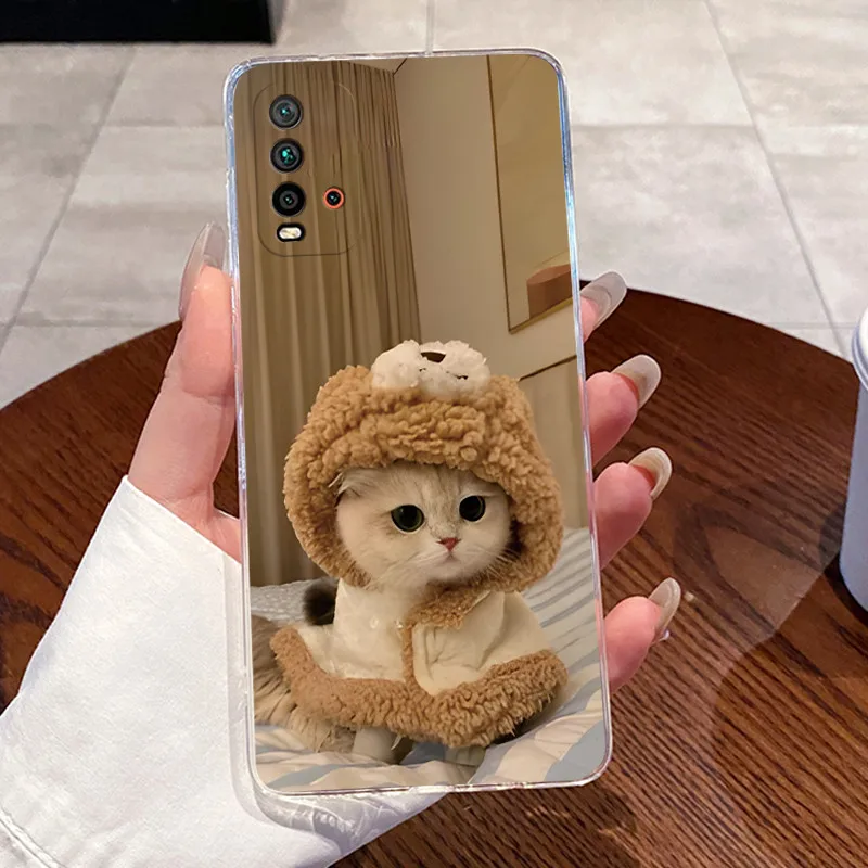 Luxury Aesthetic Transparent Cat Design Soft TPU Silicone Phone Case