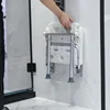 Aluminum Wall-mounted Bathroom Seats Folding Shower Chair Home Non-slip Barrier-free Bath Chair Elderly Special Stool with Legs 4