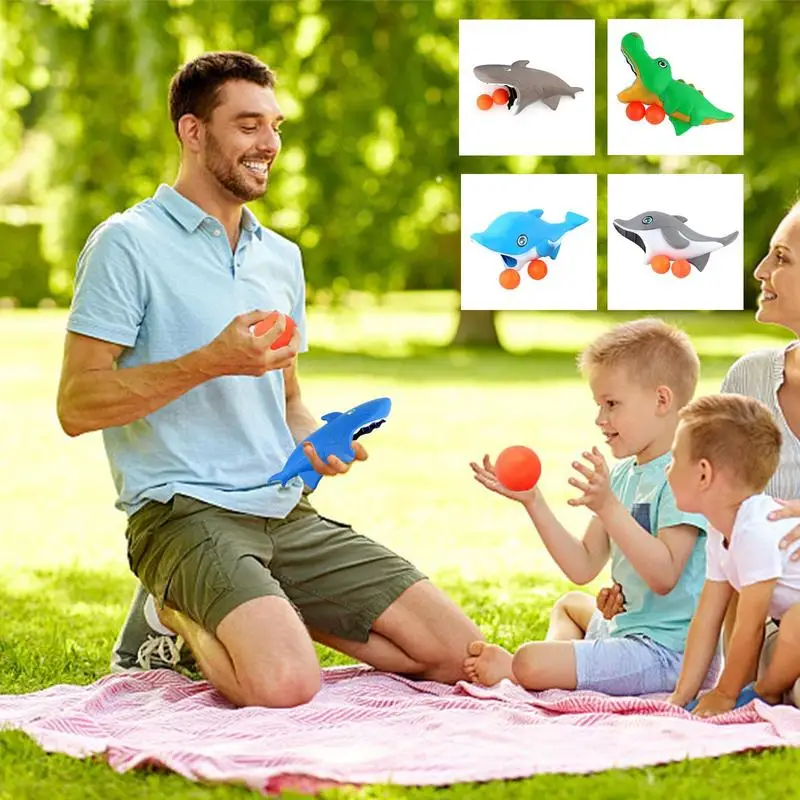 Shark Toss And Catch Game Outdoor Paddle Ball Beach Game For Two Players Outdoor Paddle Ball Beach Game For Parent-Child