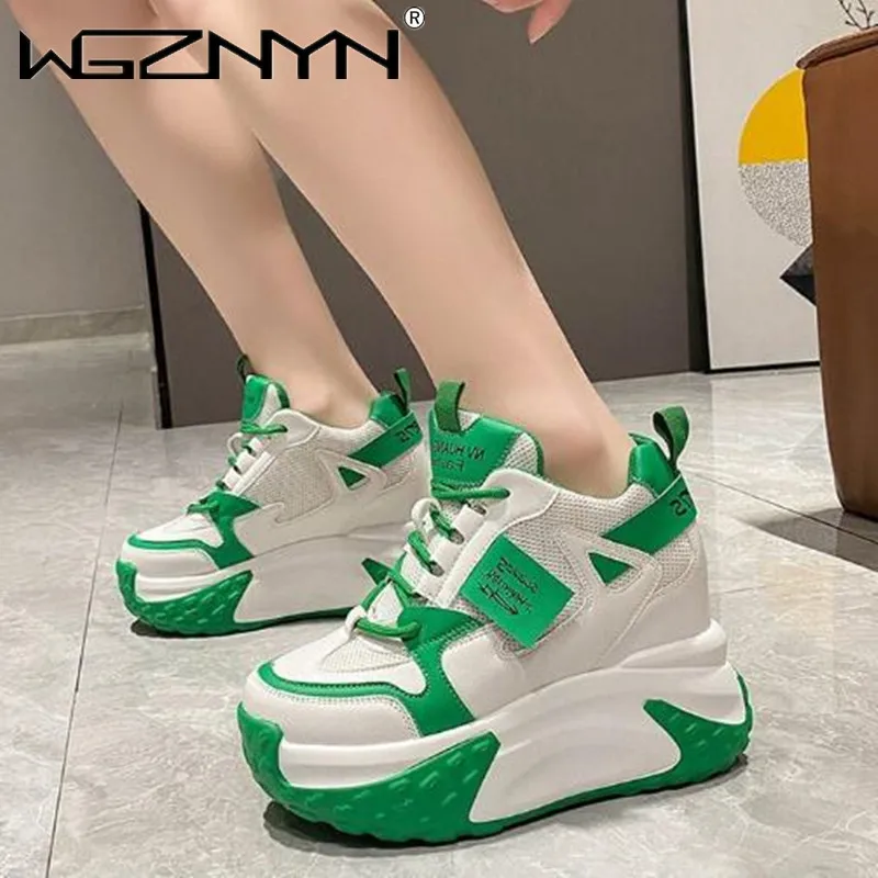 

Breathable Mesh Chunky Sneakers for Women Summer Fashion 9CM Wedges Heels Sports Dad Shoes Woman Thick Bottom Platform Sneakers