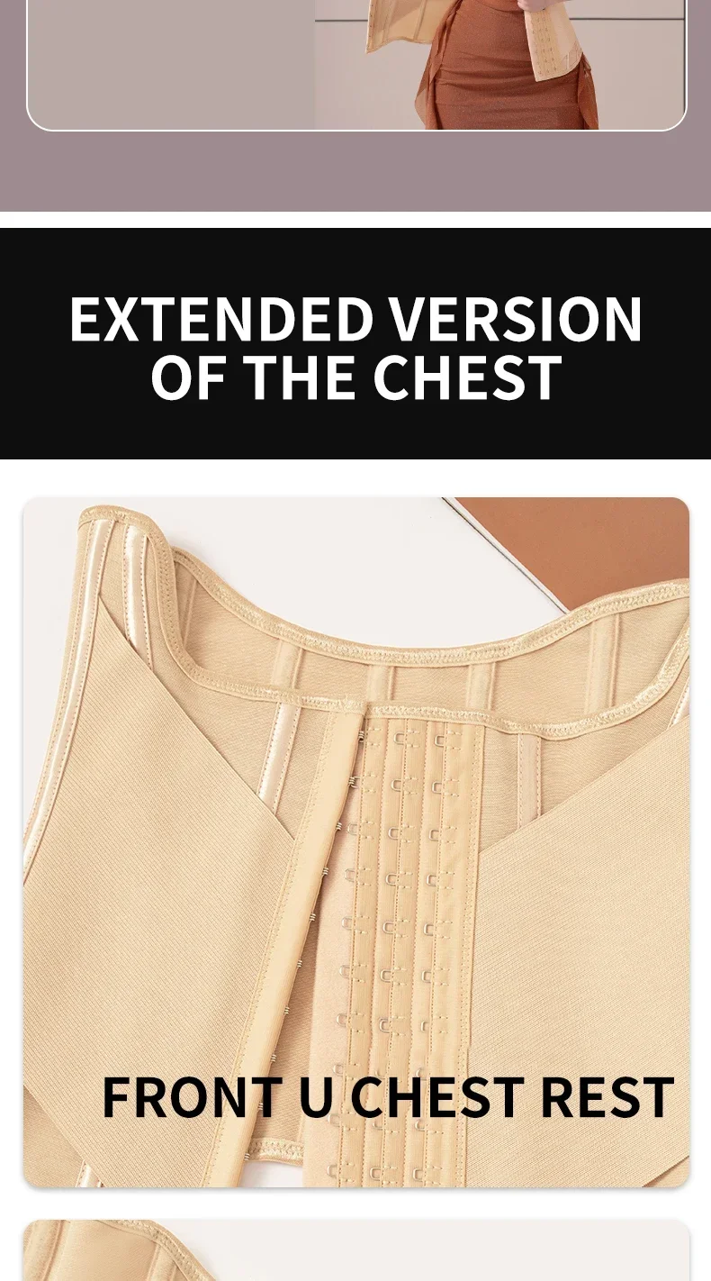 MiiOW U-förmiges Taillentrainer-Korsett für Damen, geknöpfte Shaper, Bruststraffung, Taillentrainer, Stahlknochen, schlankmachende Damen-Shapewear – Detail 14