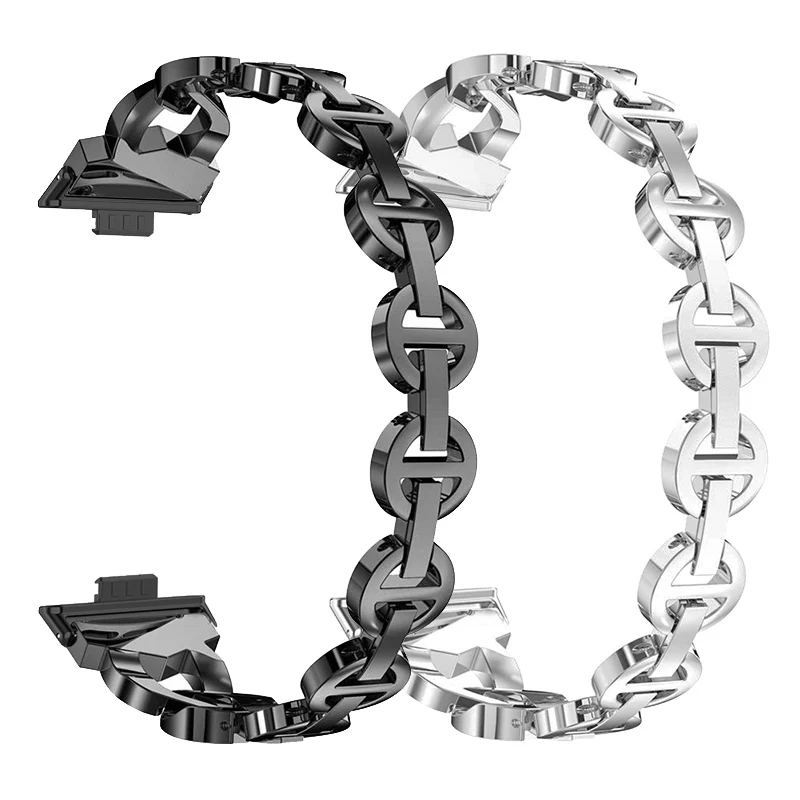 Elegant Stainless Steel Diamond Link Watchband Bracelet - Metal Strap Accessory