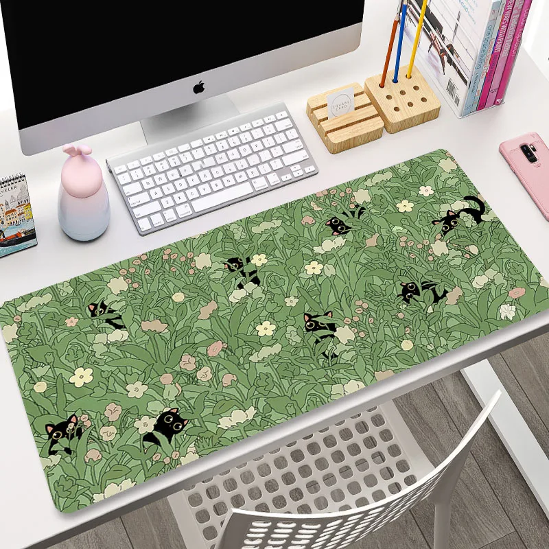 Grote Muismat Groen Schattige Bloem Muismatten Kawaii Kat Konijn Cartoon Laptop Toetsenbord Tafelmat Deskpad Pc Xxl Muismat 100X50