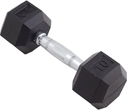 

Rubber Encased Hex Dumbbell Weight, Single \u2013 Dumbbells for Exercises \u2013 Strength Training Equipment \u2013 Home Gym Acc