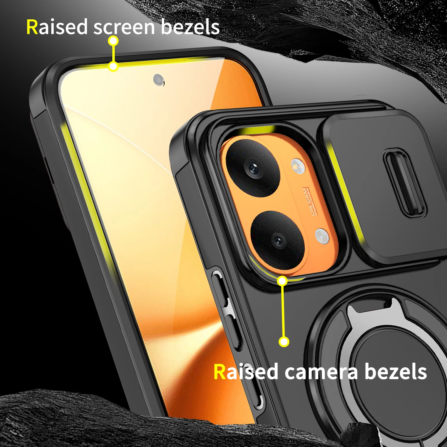 Redmi Turbo 5 Max Armor Magnetic Case with Sliding Window Camera Protection