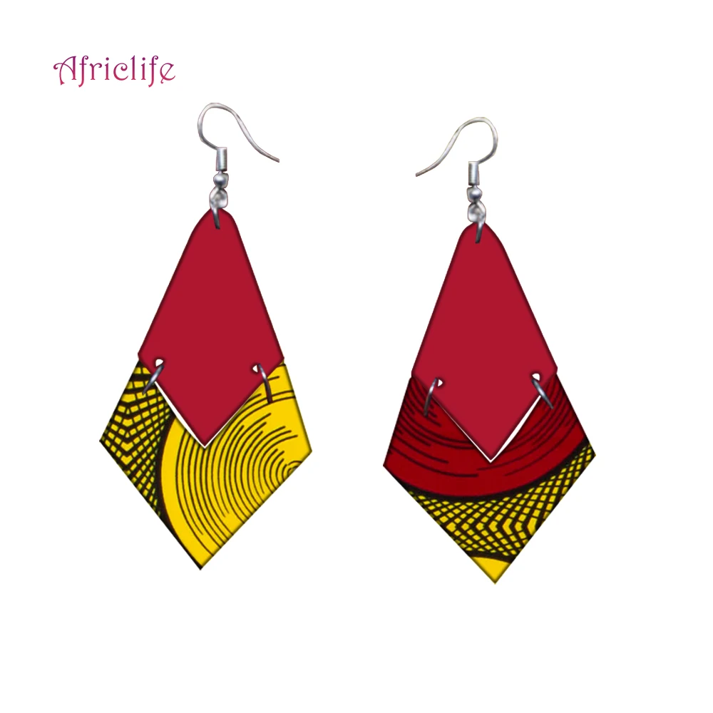 Fashion Multi Color Ankara Ethnic Drop Earrings African Print Fabric Earrings Jewelry Earring for Women WYB507