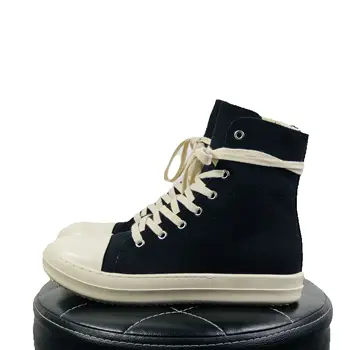 Women Casual Canvas Pu Shoes Luxury Trainers Lace Up Men Sneakers Zip High-TOP Hip Hop Autumn Flats Black Boots 1