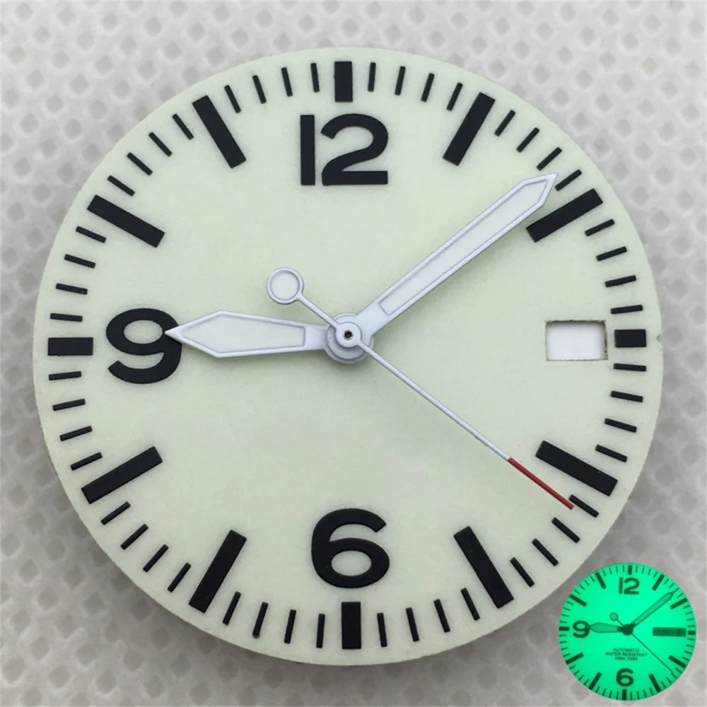 29mm Black and White Full Luminous Dial with Green Luminescence