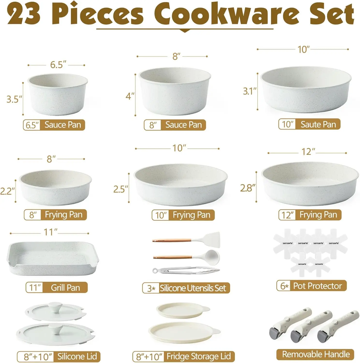 Piece Pots and Pans Set, Nonstick Detachable Handle Cookware, Induction Kitchen Cookware Set with Removable Handle, 2