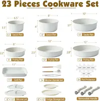 Piece Pots and Pans Set, Nonstick Detachable Handle Cookware, Induction Kitchen Cookware Set with Removable Handle, 2