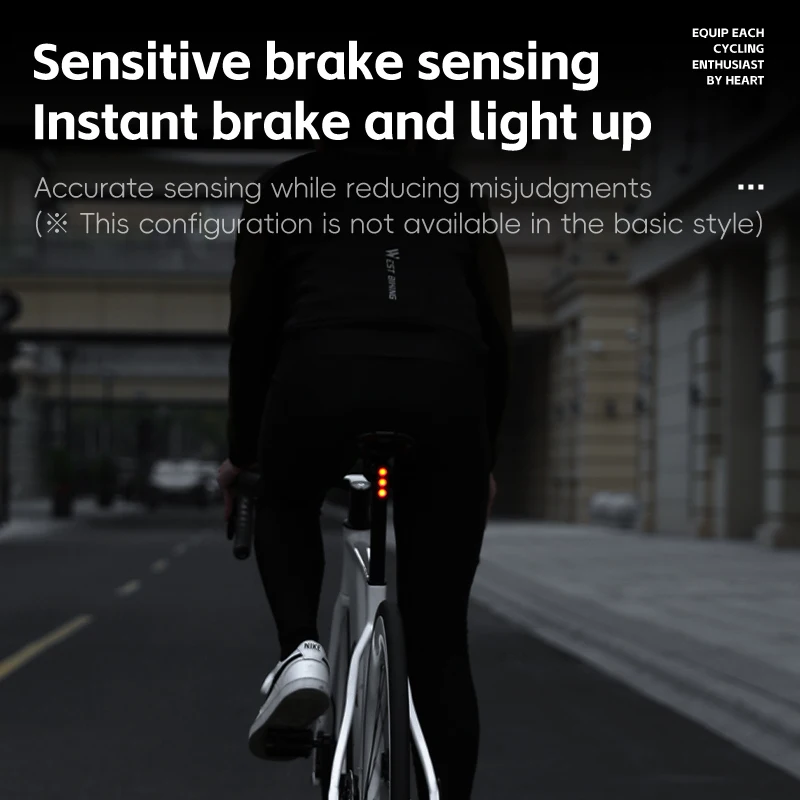 WEST BIKING Bike Taillight IP66 Waterproof Smart Brake Sensing Rear Light Auto Start/Stop LED Cycling Taillight Bike Accessories
