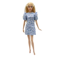 New 30cm 1/6 elegant Puff sleeves embossed dress Daily Wear Accessories Clothes for Barbies doll 2