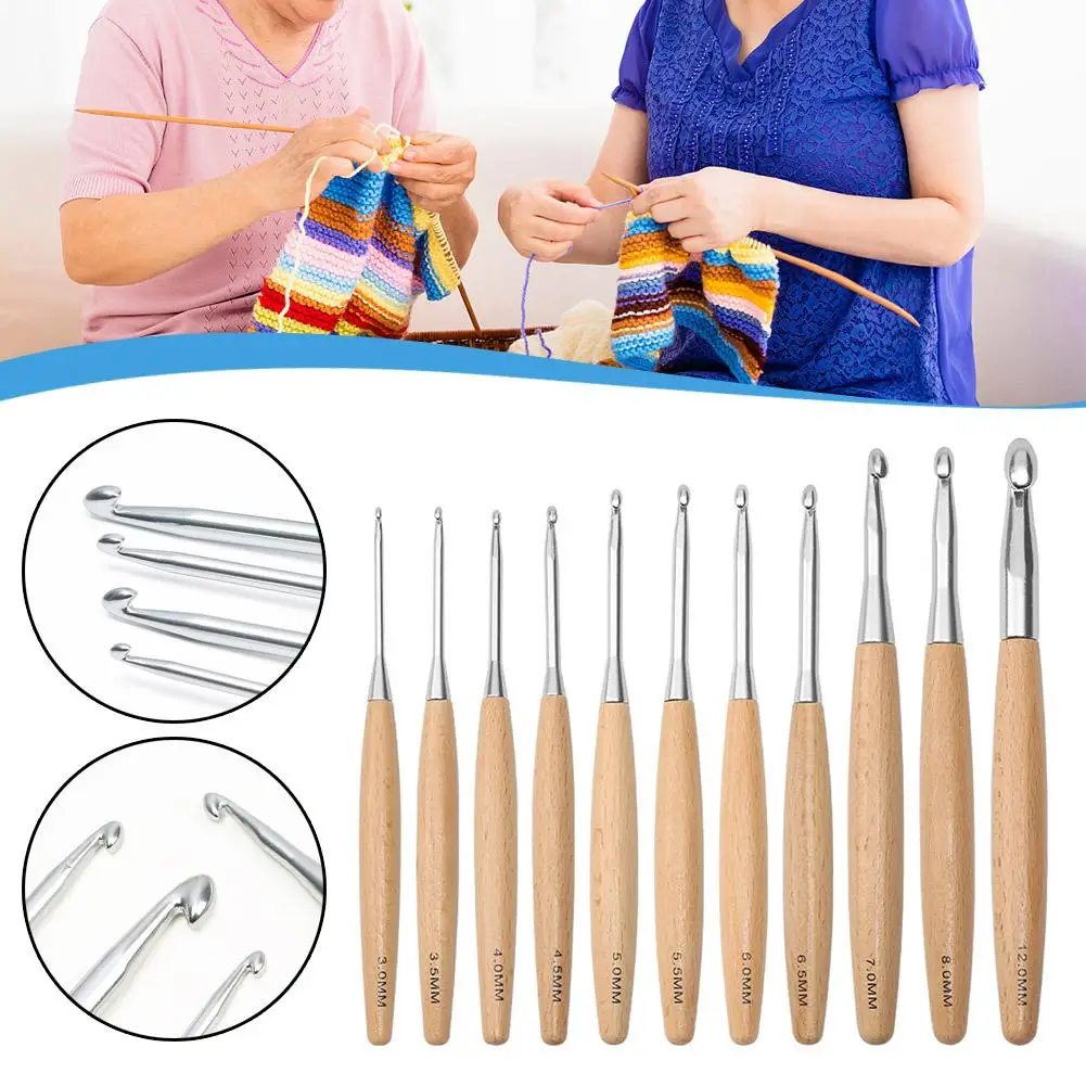 

New Wooden Handle Crochet Hook For Needlework Handmade DIY Crochet for Knitting And Accessories Tool Single Head Wool Croch O0C4