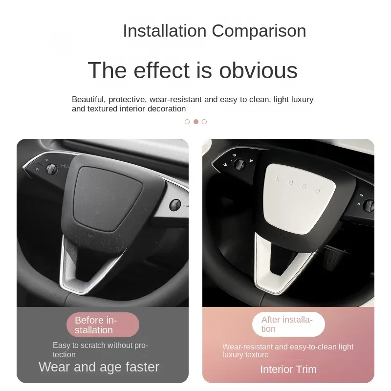Steering Wheel Cover for Tesla Model 3 Highland White Interior Stickers Car Decoration Modification Accessories for New Model3 steering wheel cover