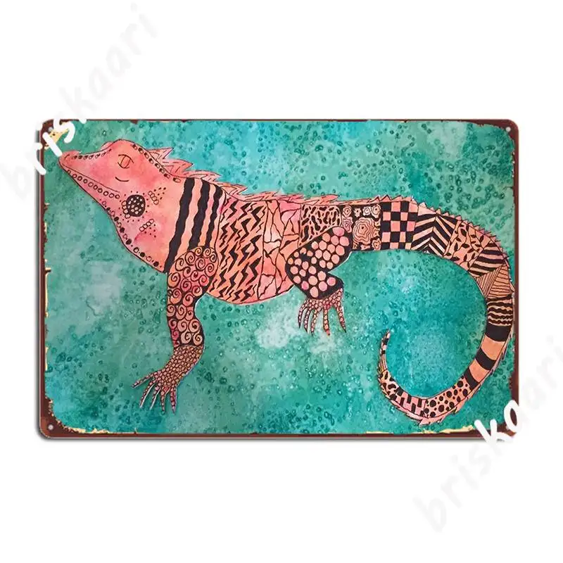 Arancione Iguana Metal Sign Cinema Garage Funny Plates Cave Pub Tin Sign Poster