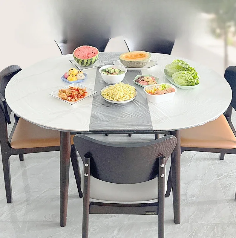 Diameter 1.8 meters Disposable Tablecloth Plastic Thin Film Table Covers Dinner Cloth Table Decor 5