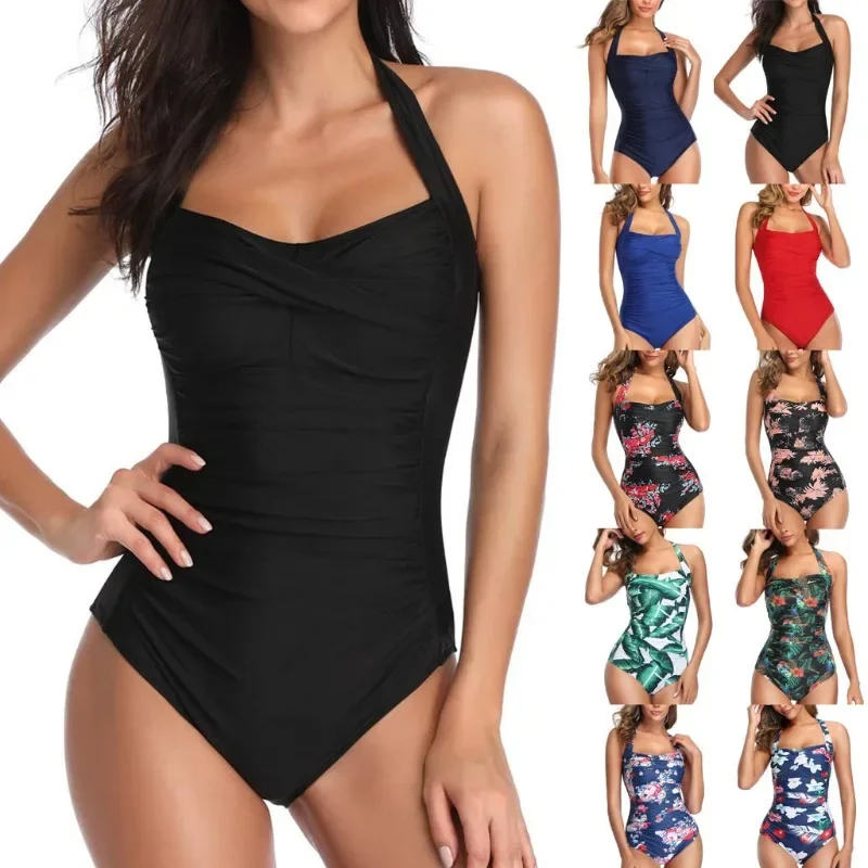 

Women's One-piece Swimsuit Print Plus Size Bikini Slim Back